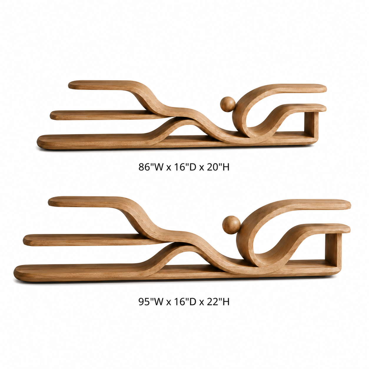 Torven Sculptural Base Solid Wood TV Stand For Living Room