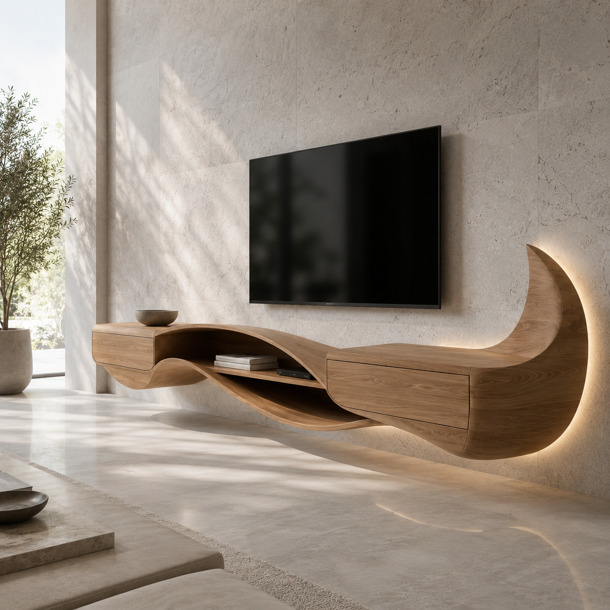 Brenova Live Edge Solid Wood TV Cabinet For Living Room