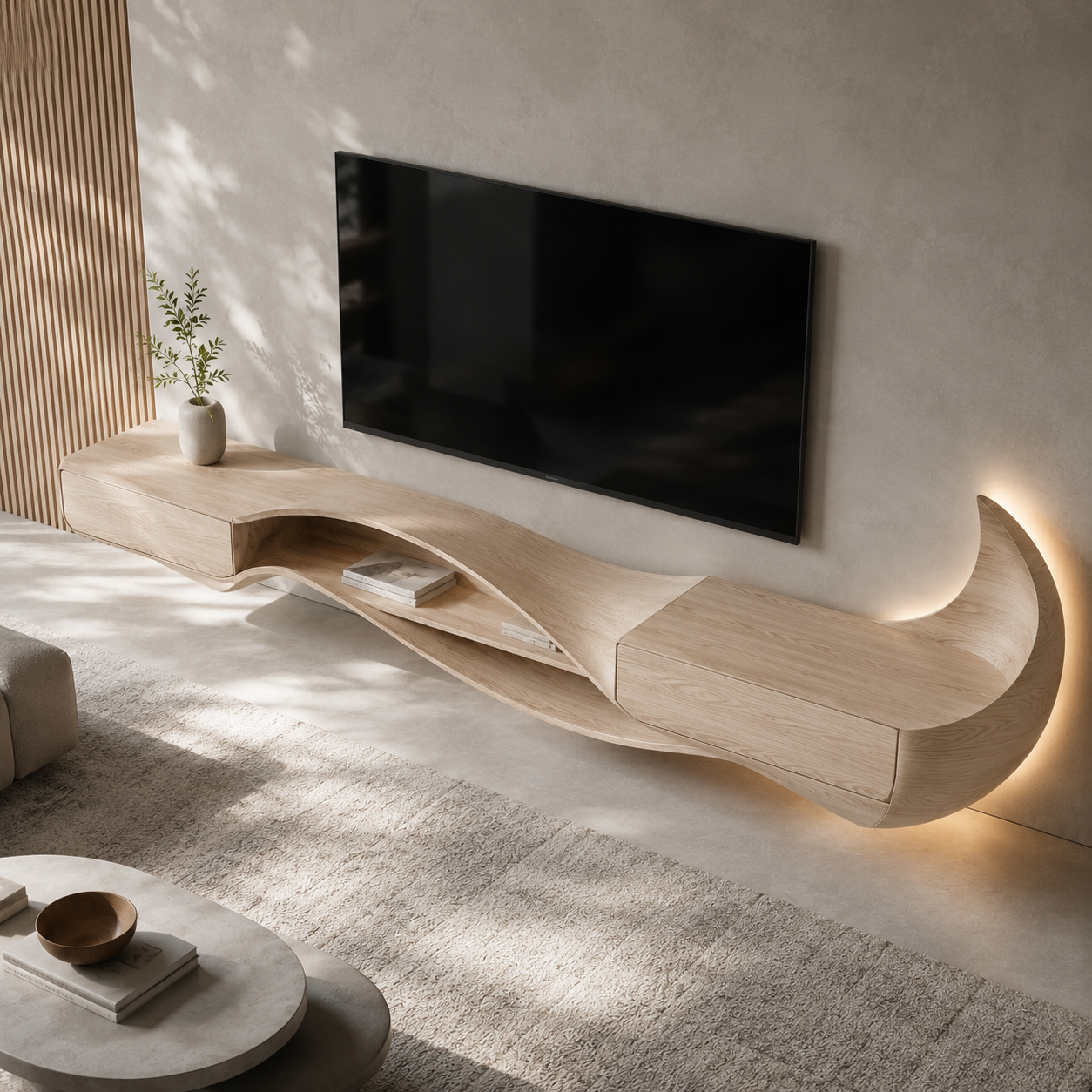 Brenova Live Edge Solid Wood TV Cabinet For Living Room