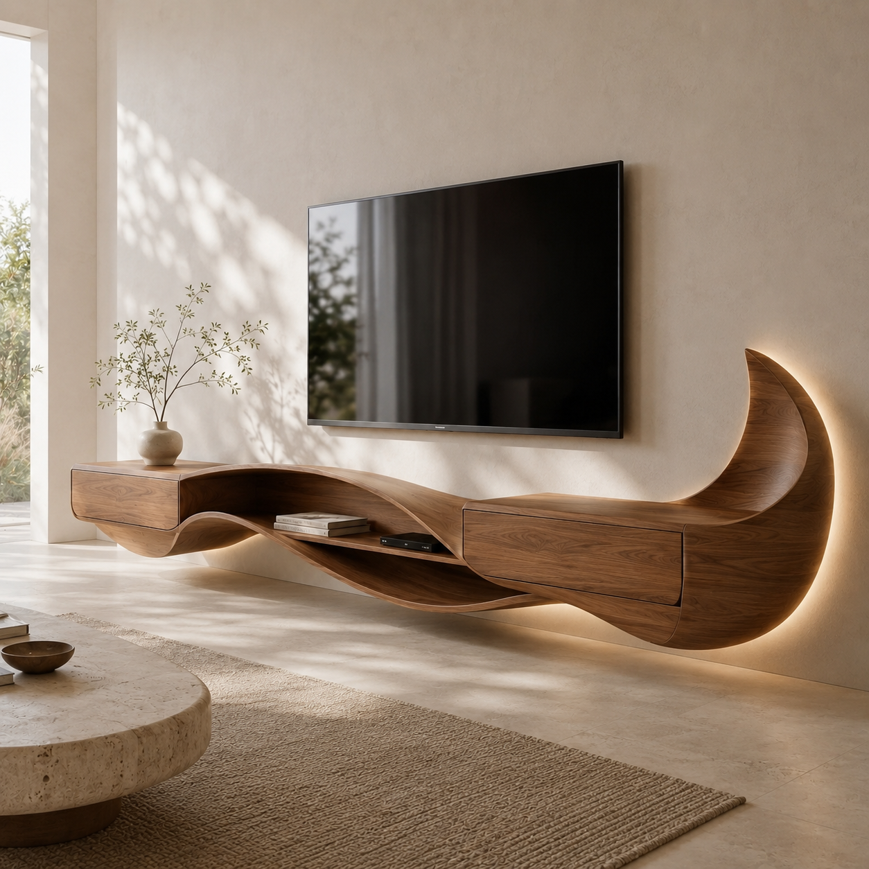 Brenova Live Edge Solid Wood TV Cabinet For Living Room