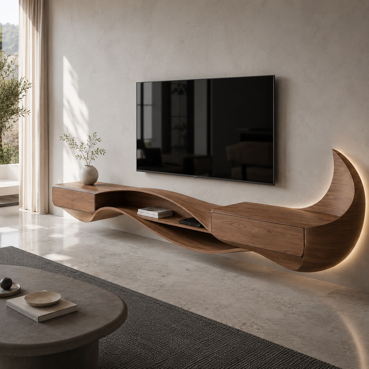 Brenova Live Edge Solid Wood TV Cabinet For Living Room