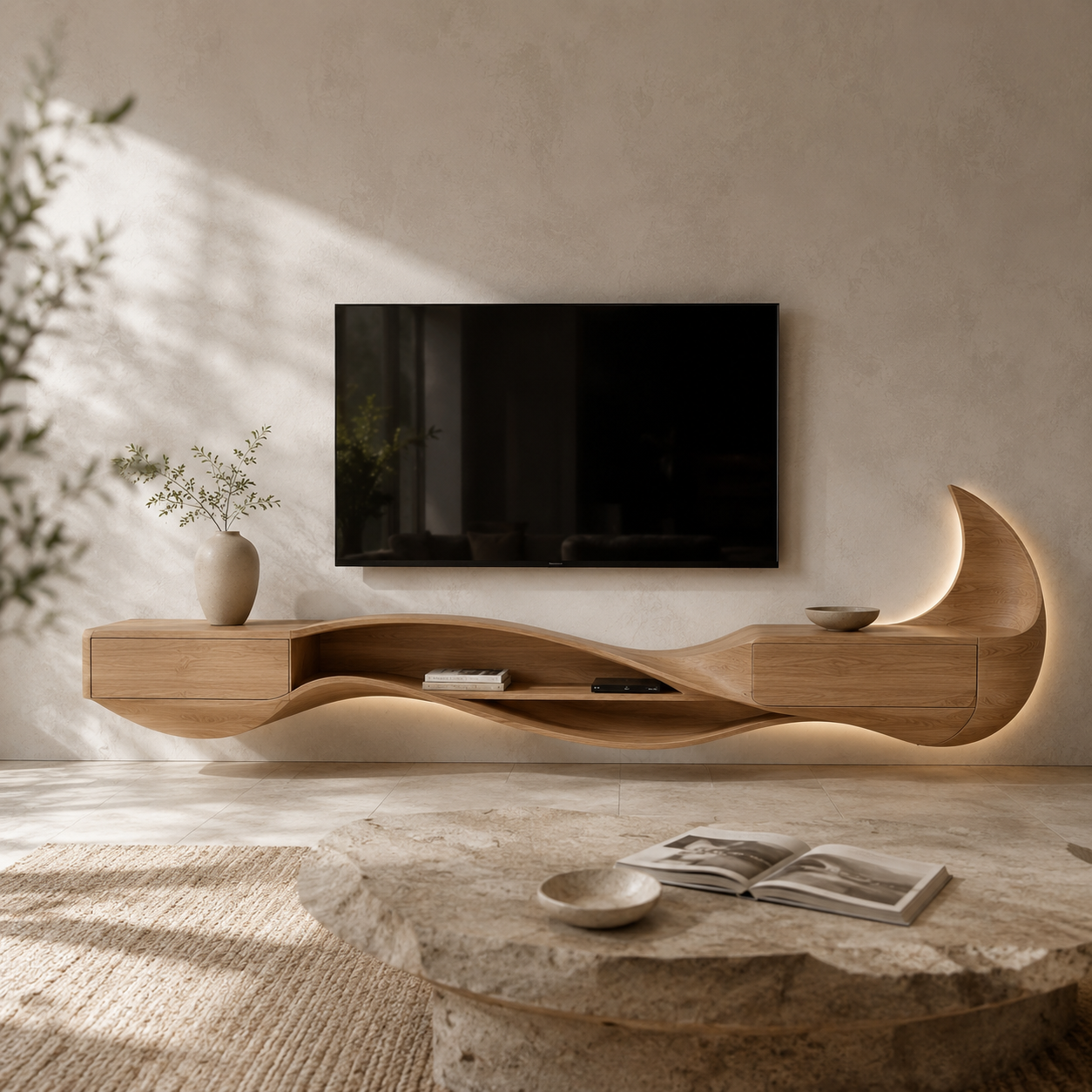 Brenova Live Edge Solid Wood TV Cabinet For Living Room