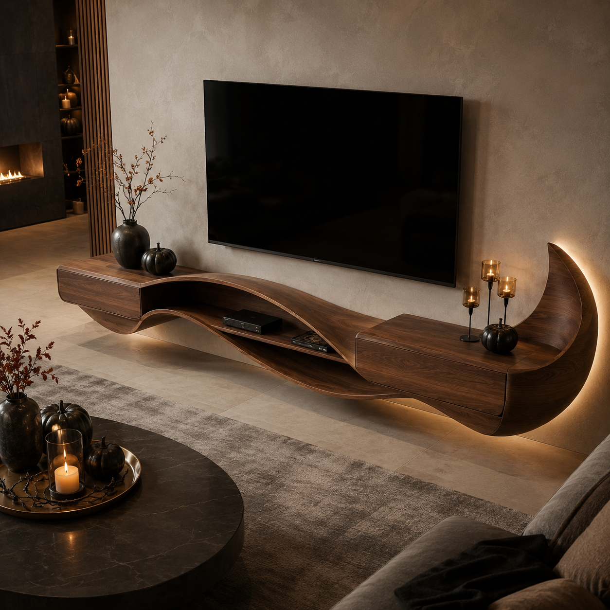Brenova Live Edge Solid Wood TV Cabinet For Living Room