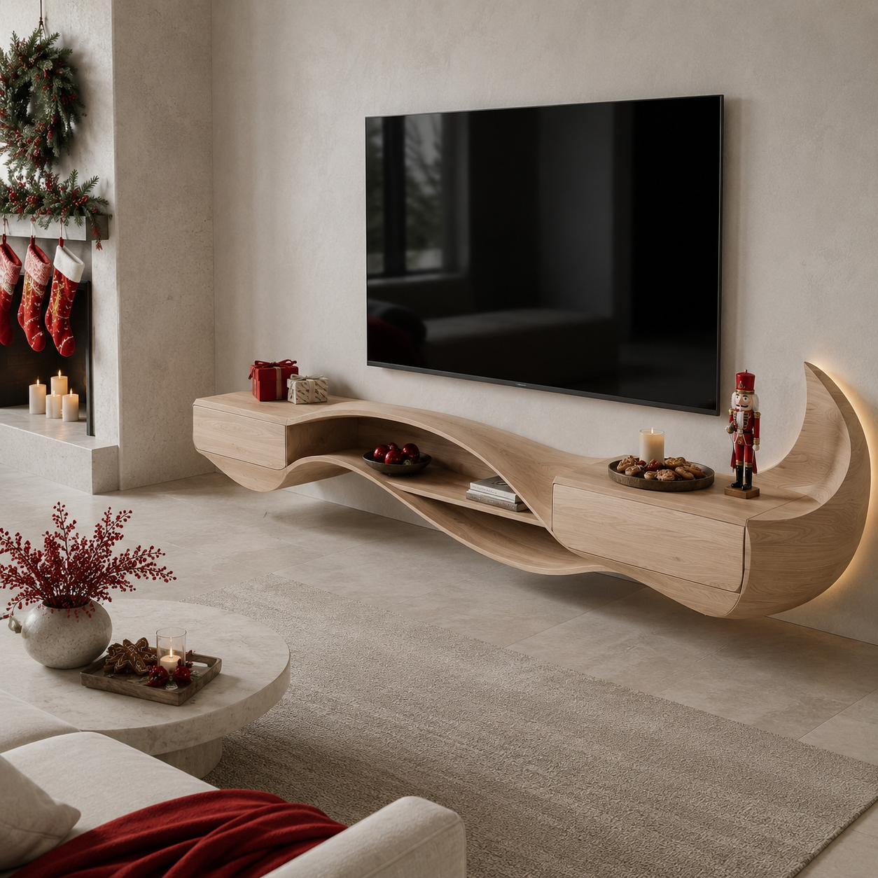 Brenova Live Edge Solid Wood TV Cabinet For Living Room