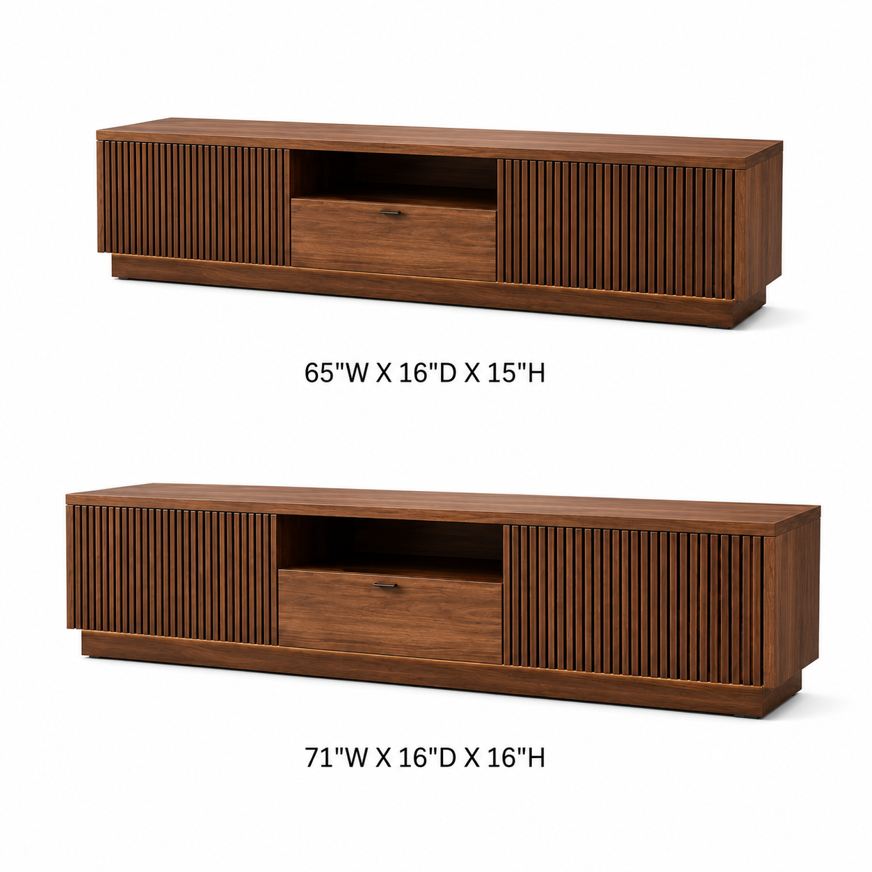 Grillon Slatted Solid Wood TV Stand For Living Room