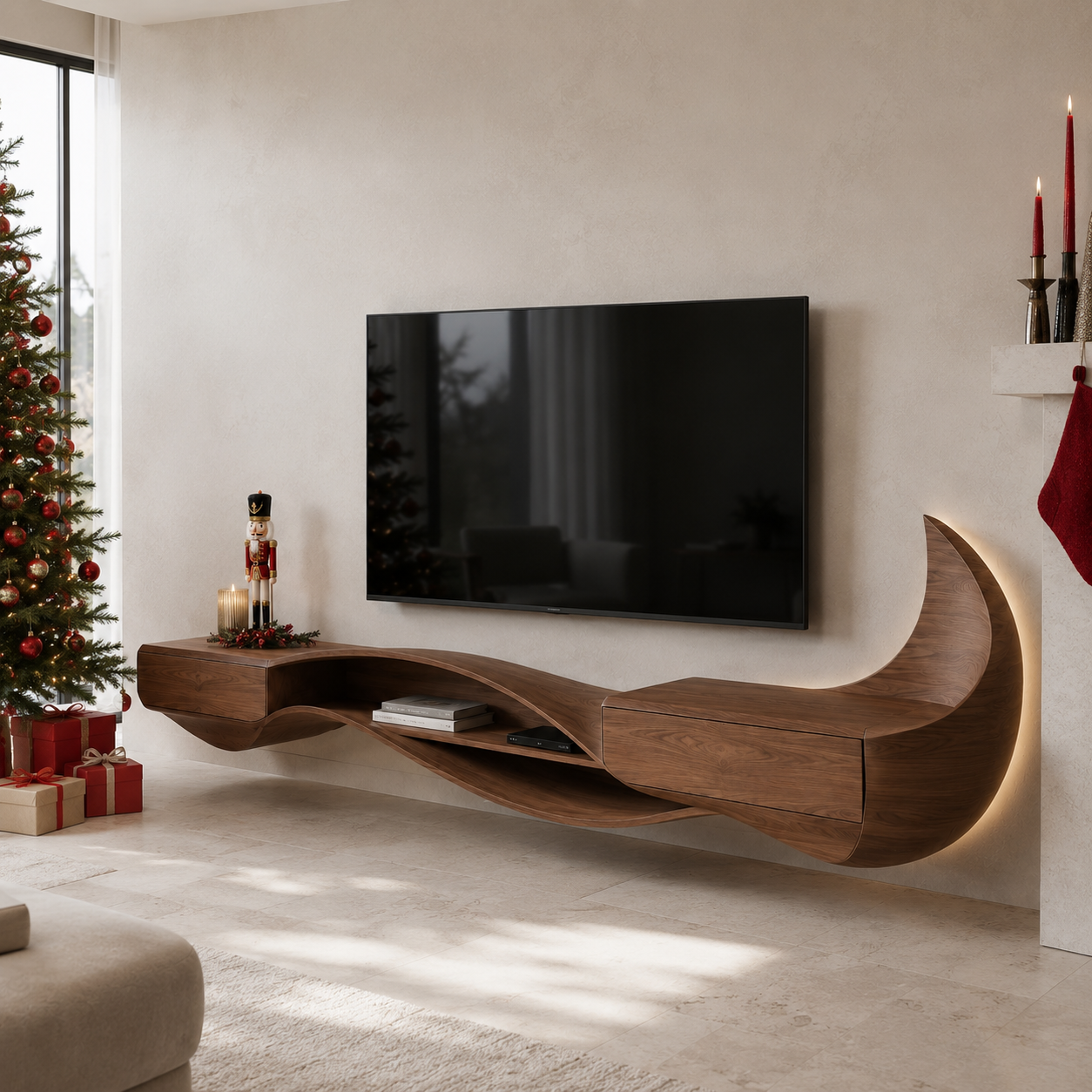 Brenova Live Edge Solid Wood TV Cabinet For Living Room