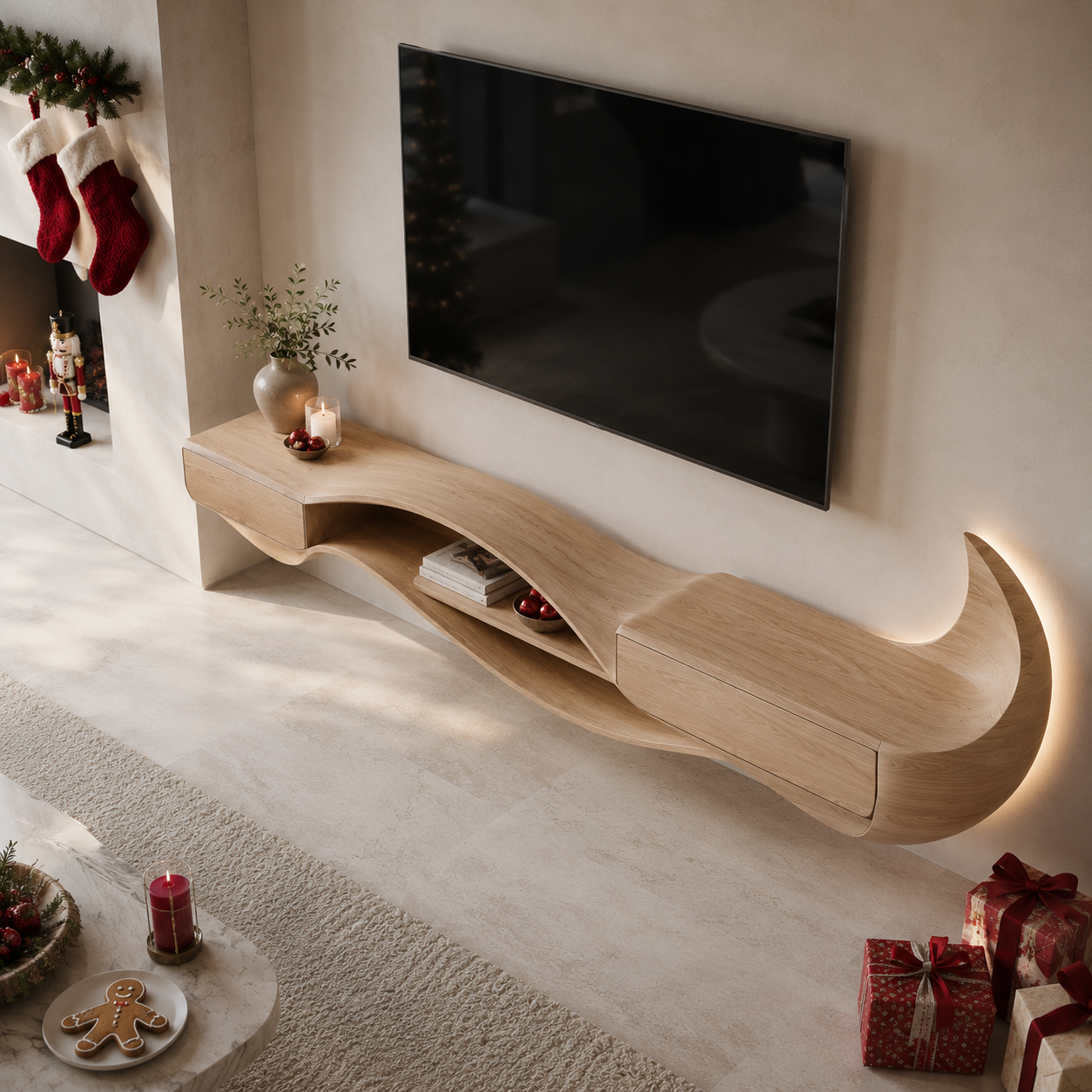 Brenova Live Edge Solid Wood TV Cabinet For Living Room