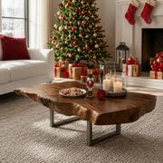 Vireon Slab Live Edge Solid Wood Coffee Table For Living Room