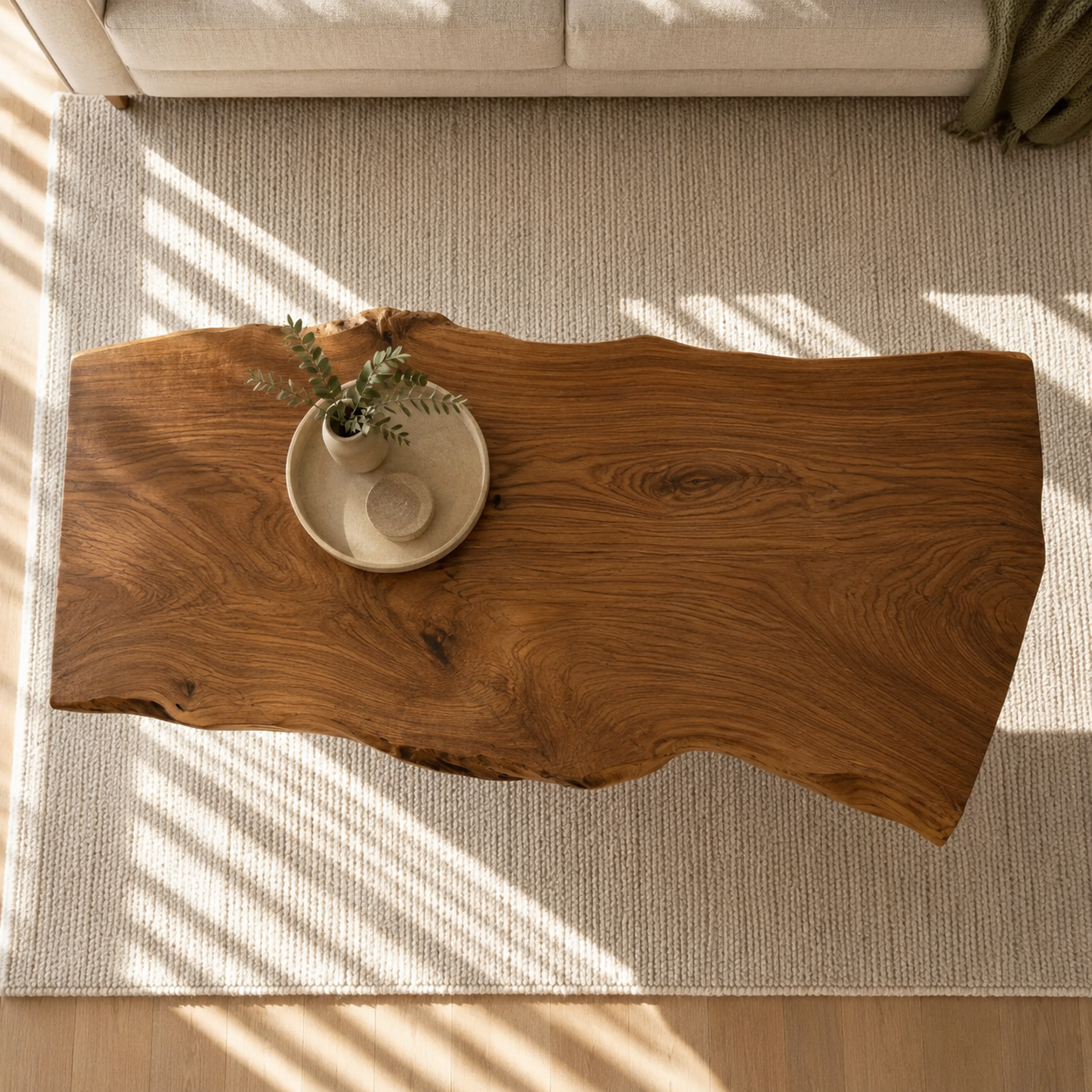 Vireon Slab Live Edge Solid Wood Coffee Table For Living Room