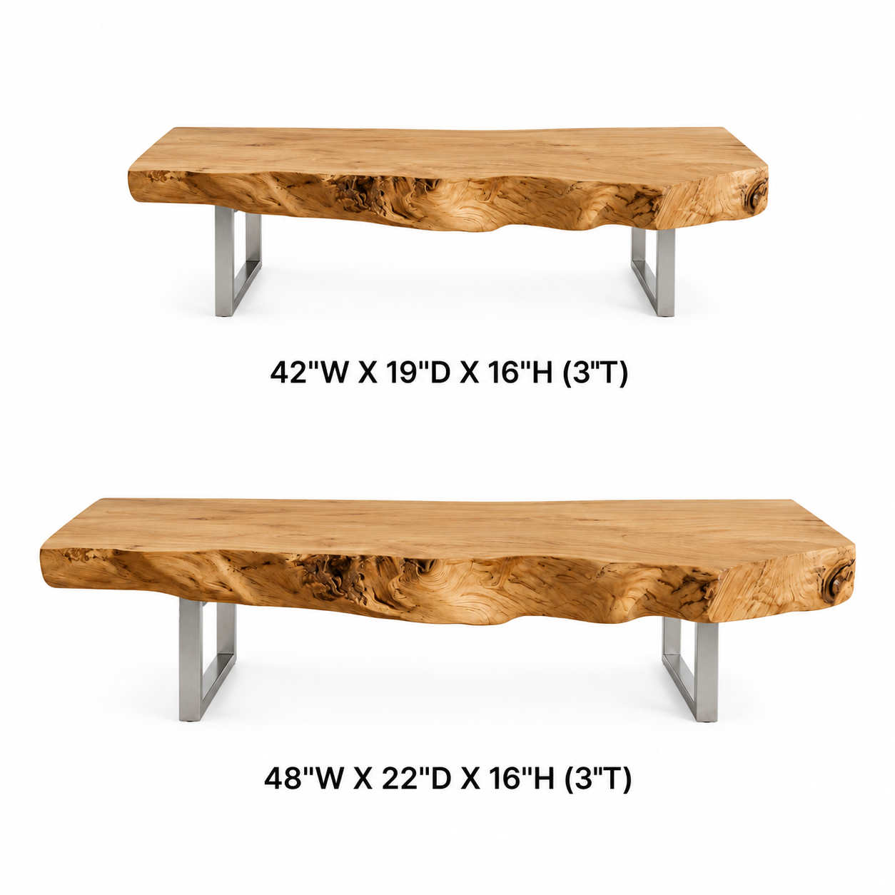 Vireon Slab Live Edge Solid Wood Coffee Table For Living Room