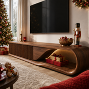 Aervon Arched Door Solid Wood TV Cabinet For Living Room