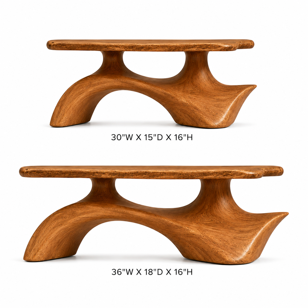 Zavien Sculptural Loop Solid Wood Coffee Table For Living Room