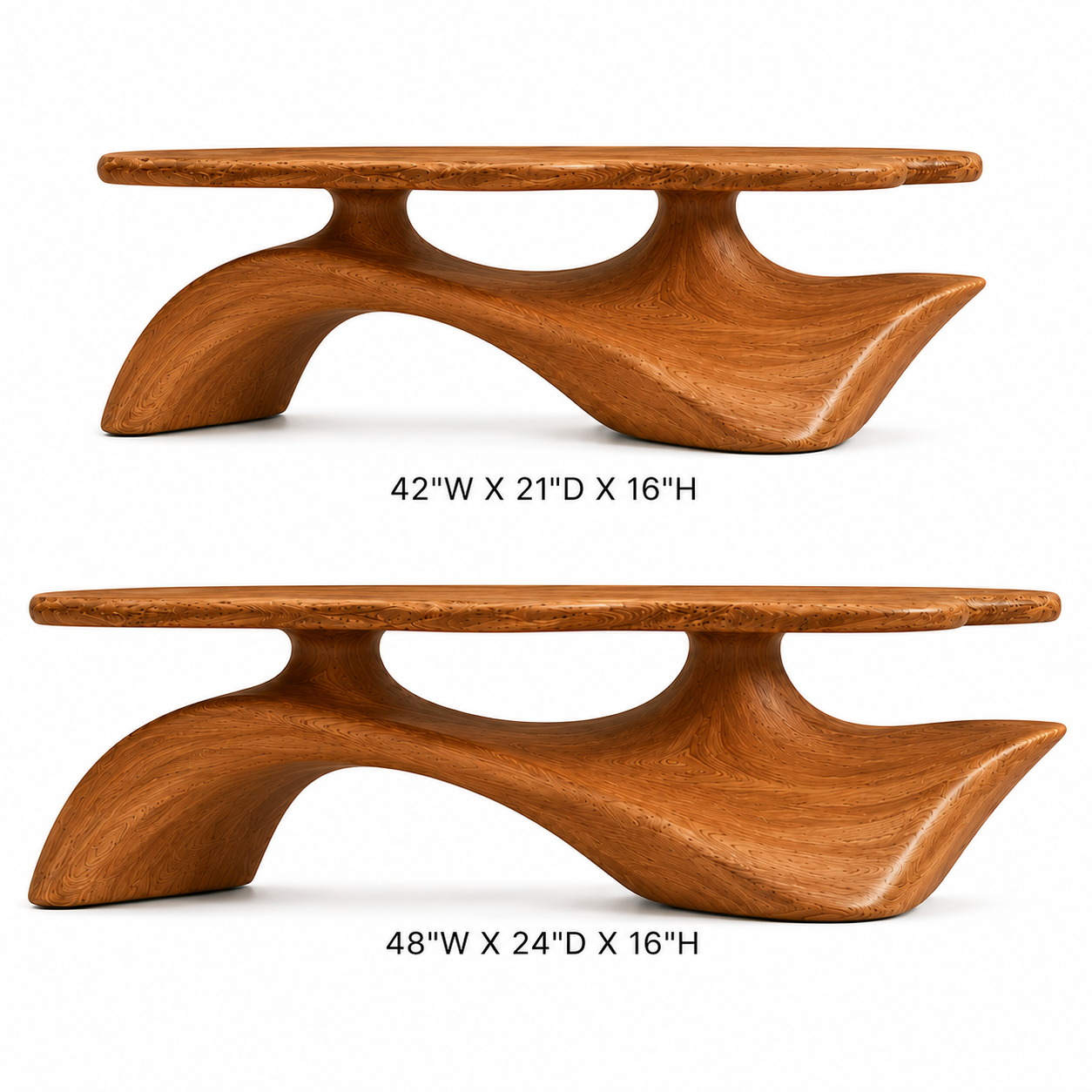 Zavien Sculptural Loop Solid Wood Coffee Table For Living Room