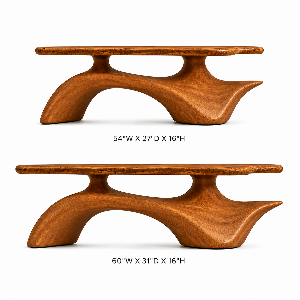 Zavien Sculptural Loop Solid Wood Coffee Table For Living Room