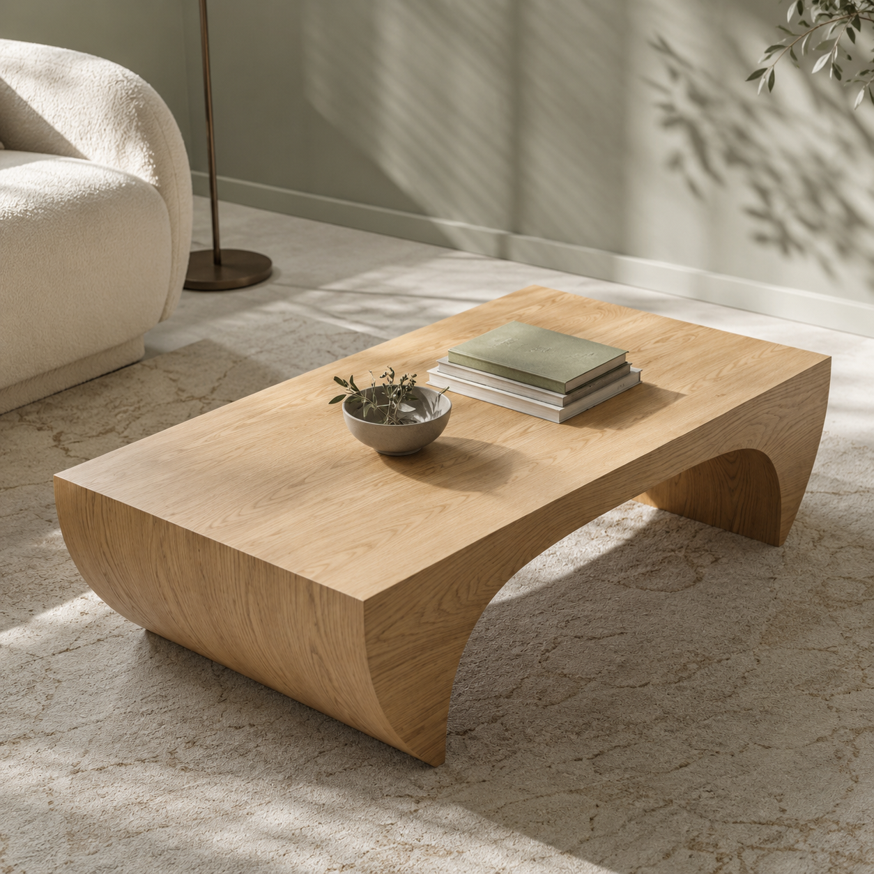 Kovon Arched Slab Solid Wood Coffee Table For Living Room