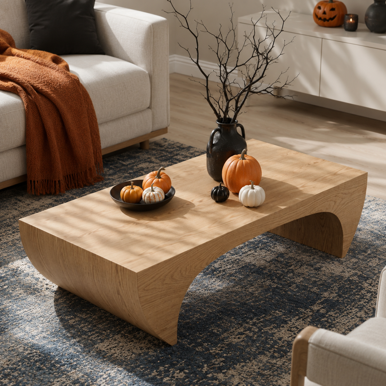 Kovon Arched Slab Solid Wood Coffee Table For Living Room