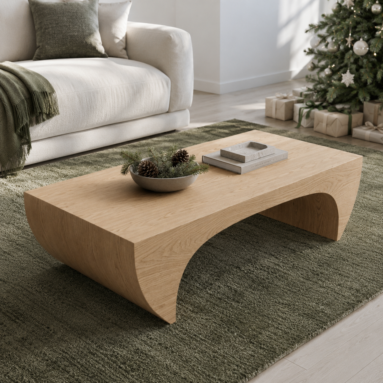 Kovon Arched Slab Solid Wood Coffee Table For Living Room