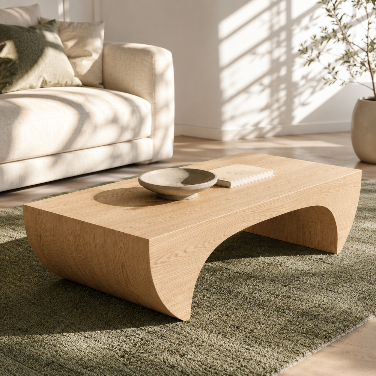 Kovon Arched Slab Solid Wood Coffee Table For Living Room
