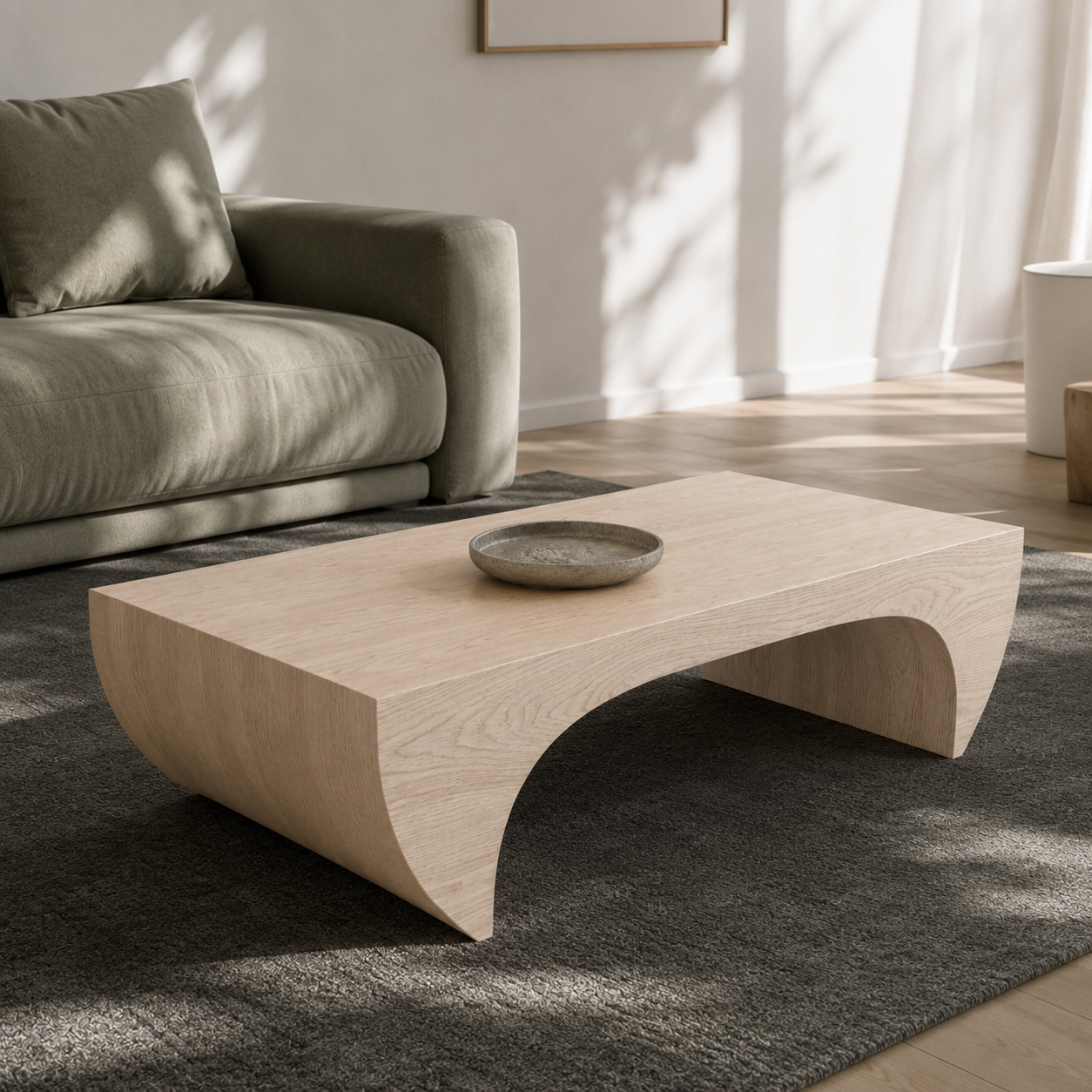 Kovon Arched Slab Solid Wood Coffee Table For Living Room