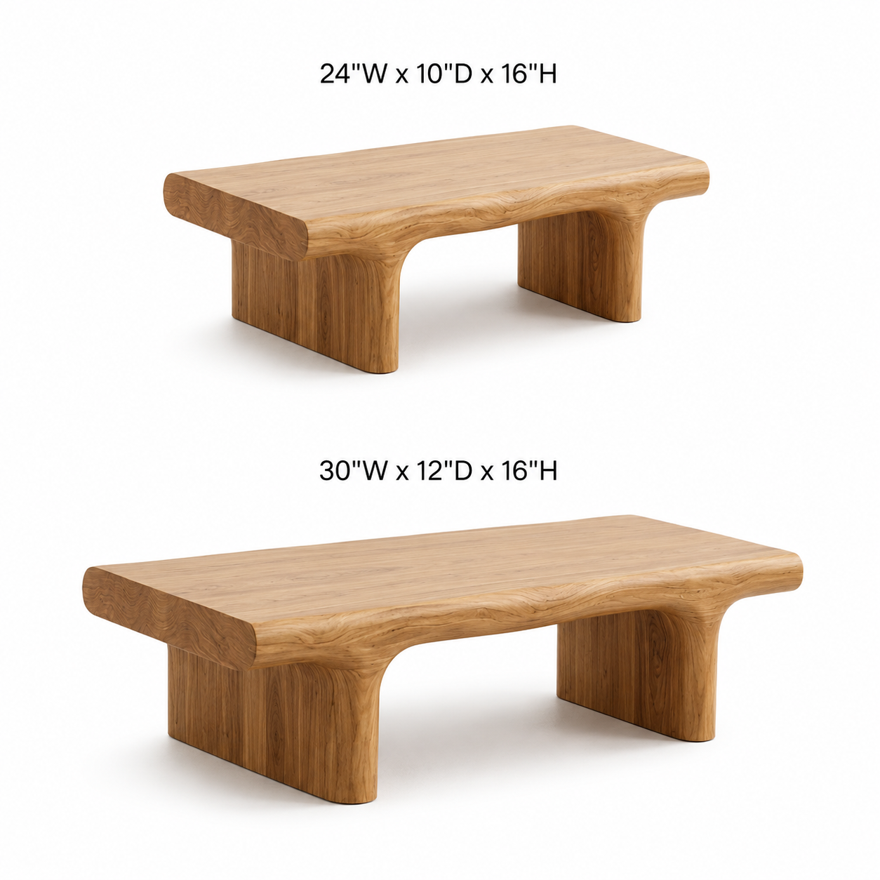 Koren Arched Monolith Solid Wood Coffee Table For Living Room
