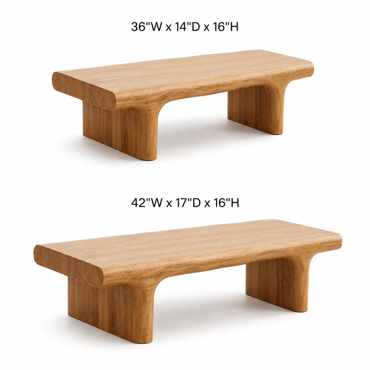 Koren Arched Monolith Solid Wood Coffee Table For Living Room