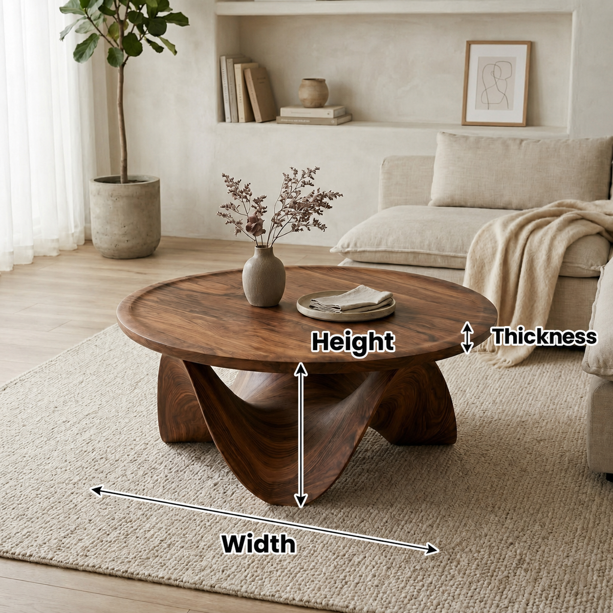Ondara Fluid Base Solid Wood Coffee Table