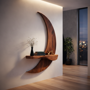 Crescara Crescent Solid Wood Floating Shelf For Living Room