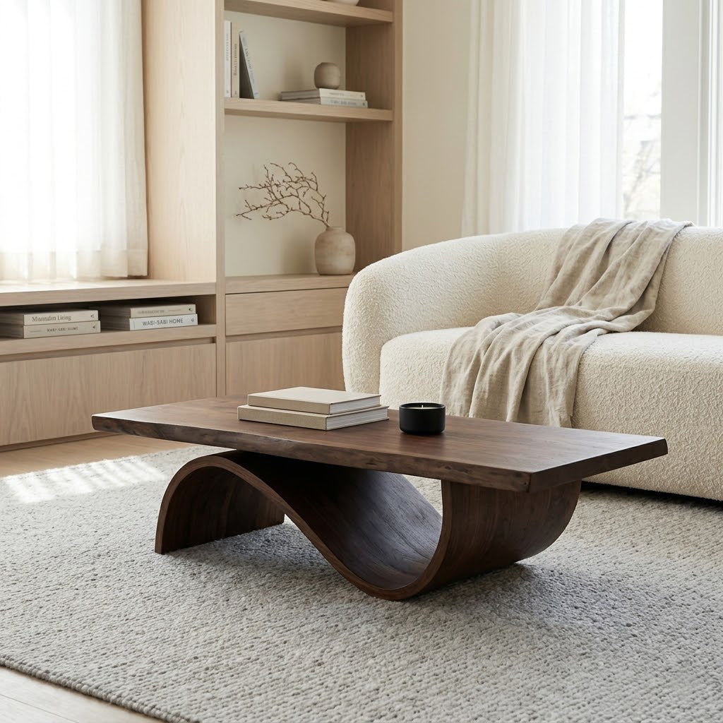 Curvilinear Wave Solid Wood Coffee Table