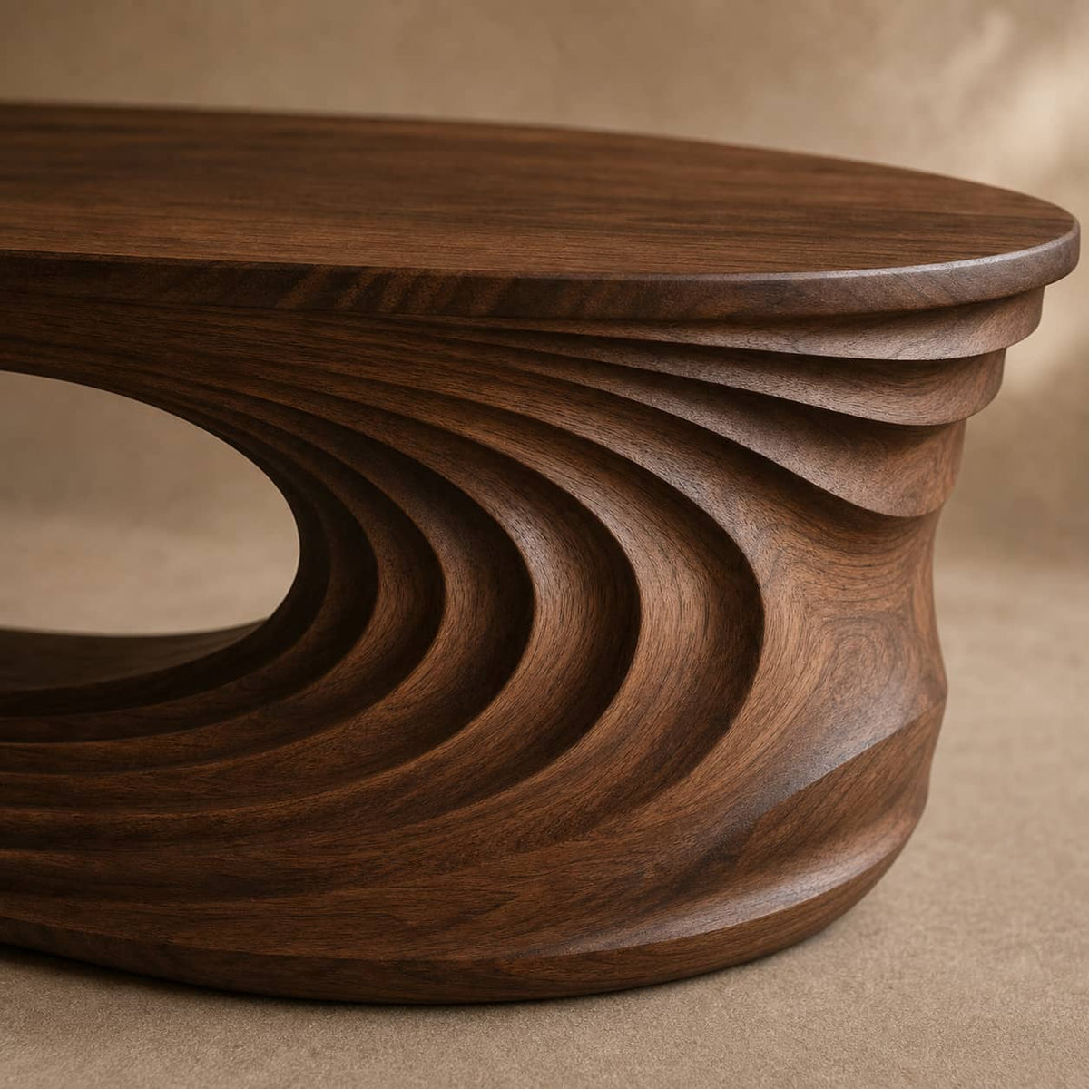 Dante Ripple Cutout Solid Wood Coffee Table For Living Room
