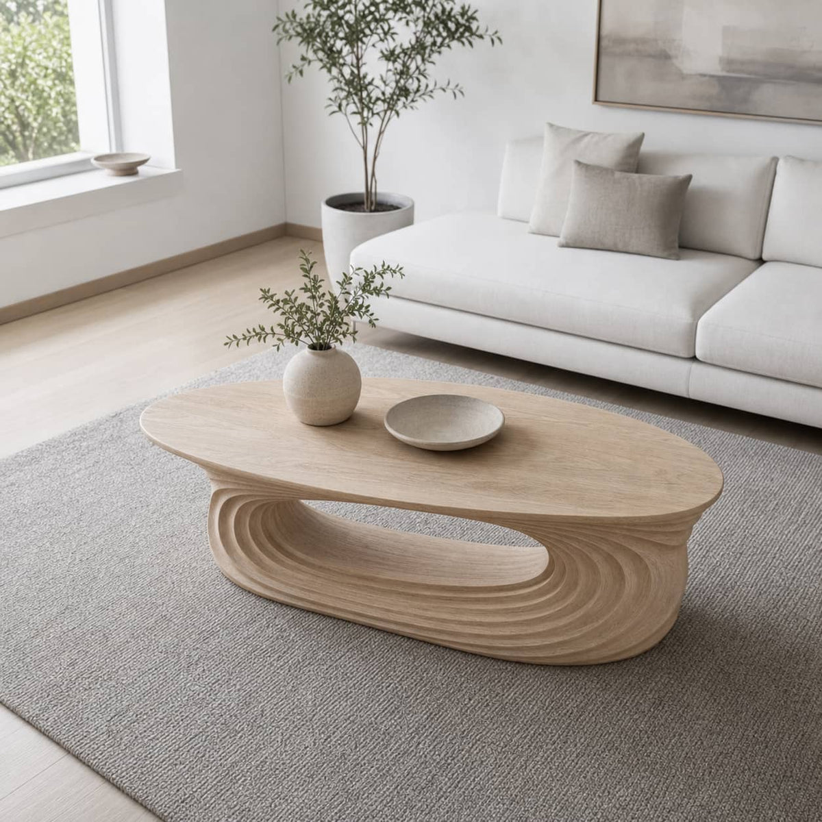 Dante Ripple Cutout Solid Wood Coffee Table For Living Room