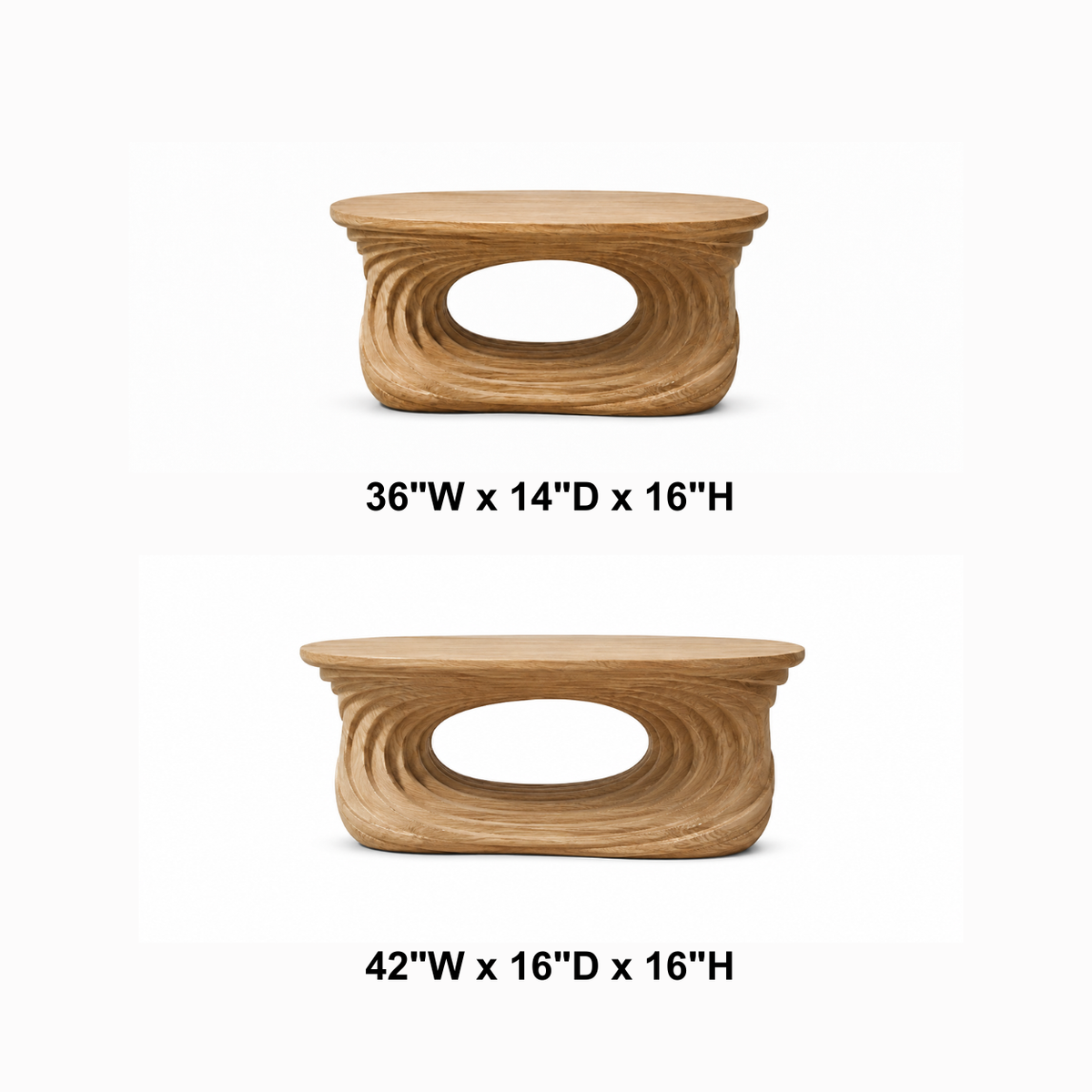 Dante Ripple Cutout Solid Wood Coffee Table For Living Room