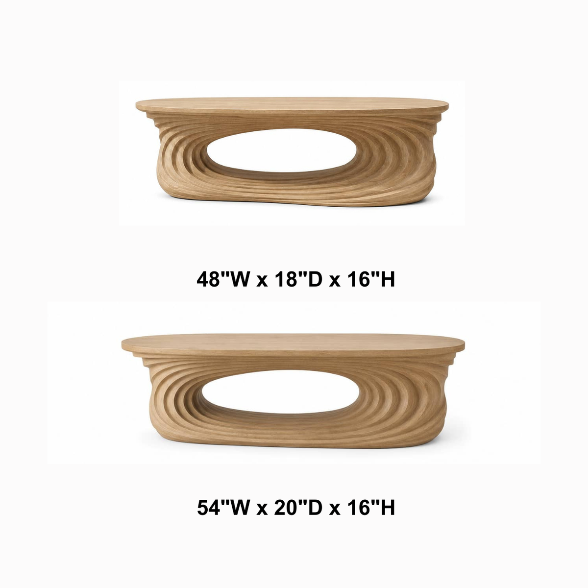 Dante Ripple Cutout Solid Wood Coffee Table For Living Room