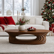 Dante Ripple Cutout Solid Wood Coffee Table For Living Room
