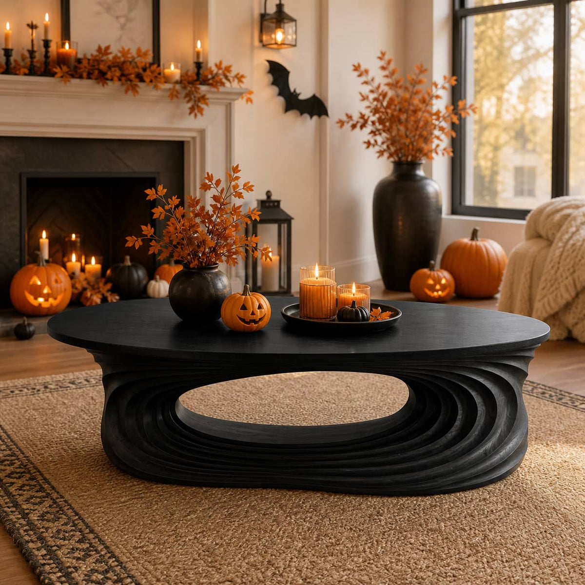 Dante Ripple Cutout Solid Wood Coffee Table For Living Room