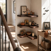 Delios Curved Solid Wood Corner Shelf For Furniture Decor And Living Room