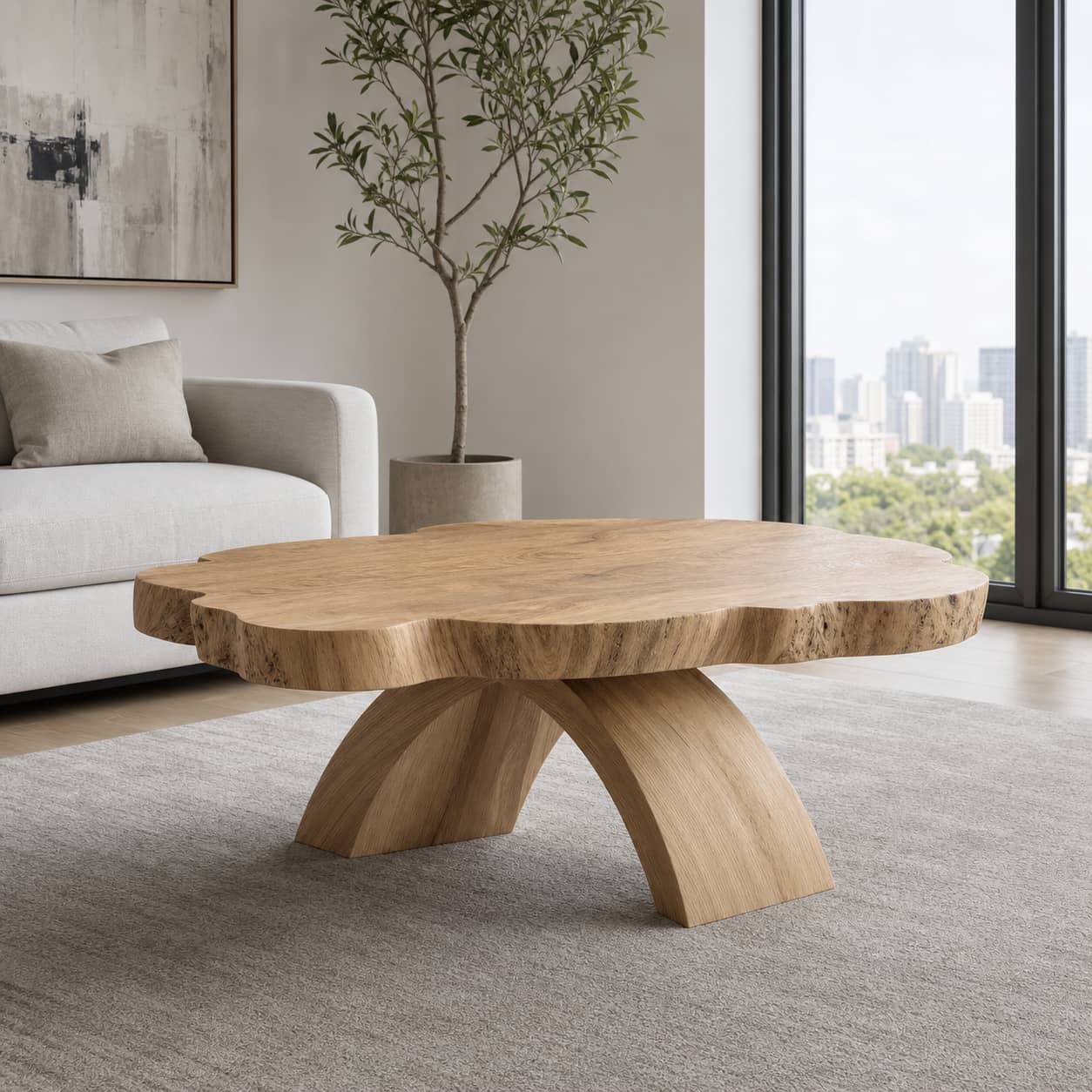 Denken Amorphous Solid Wood Coffee Table For Living Room