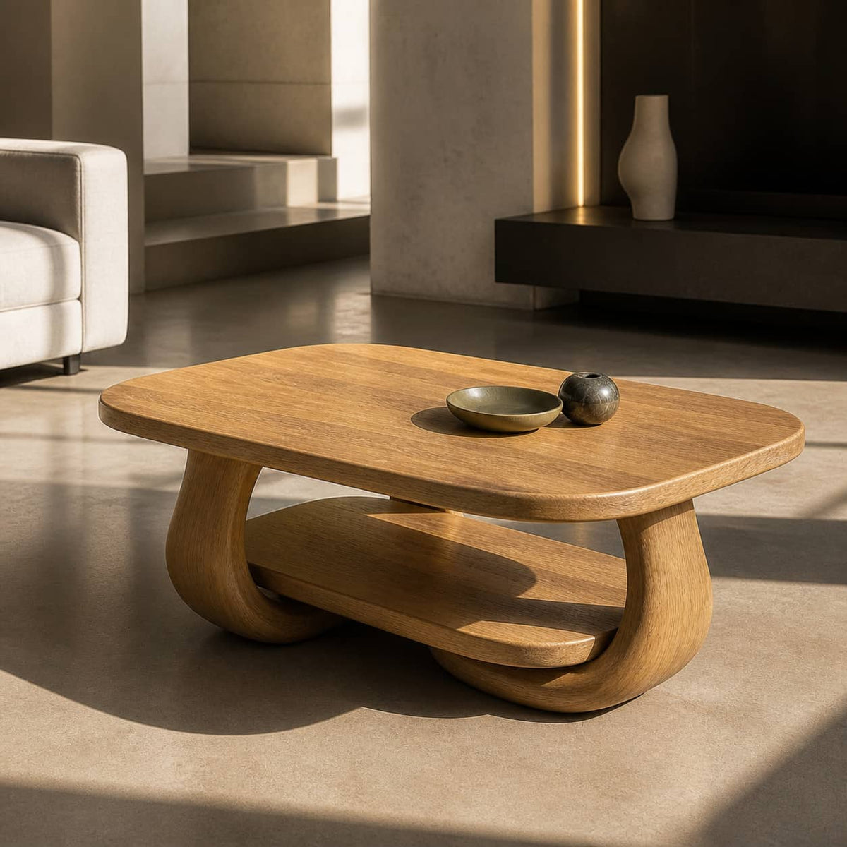 Devin Soft-Edge Solid Wood Coffee Table For Living Room