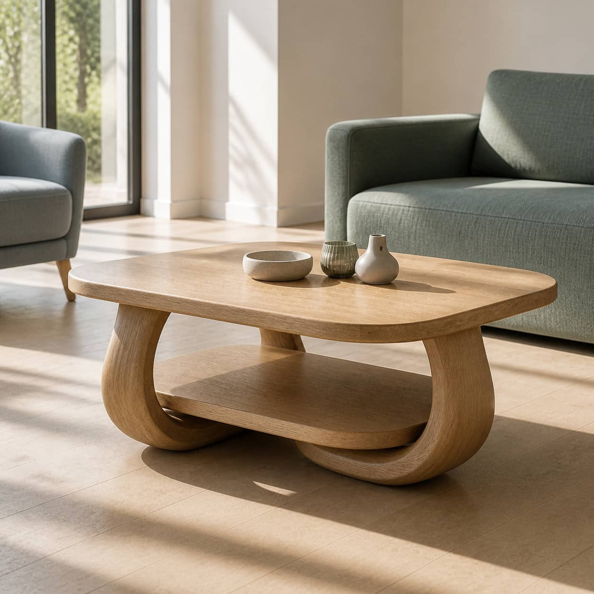 Devin Soft-Edge Solid Wood Coffee Table For Living Room