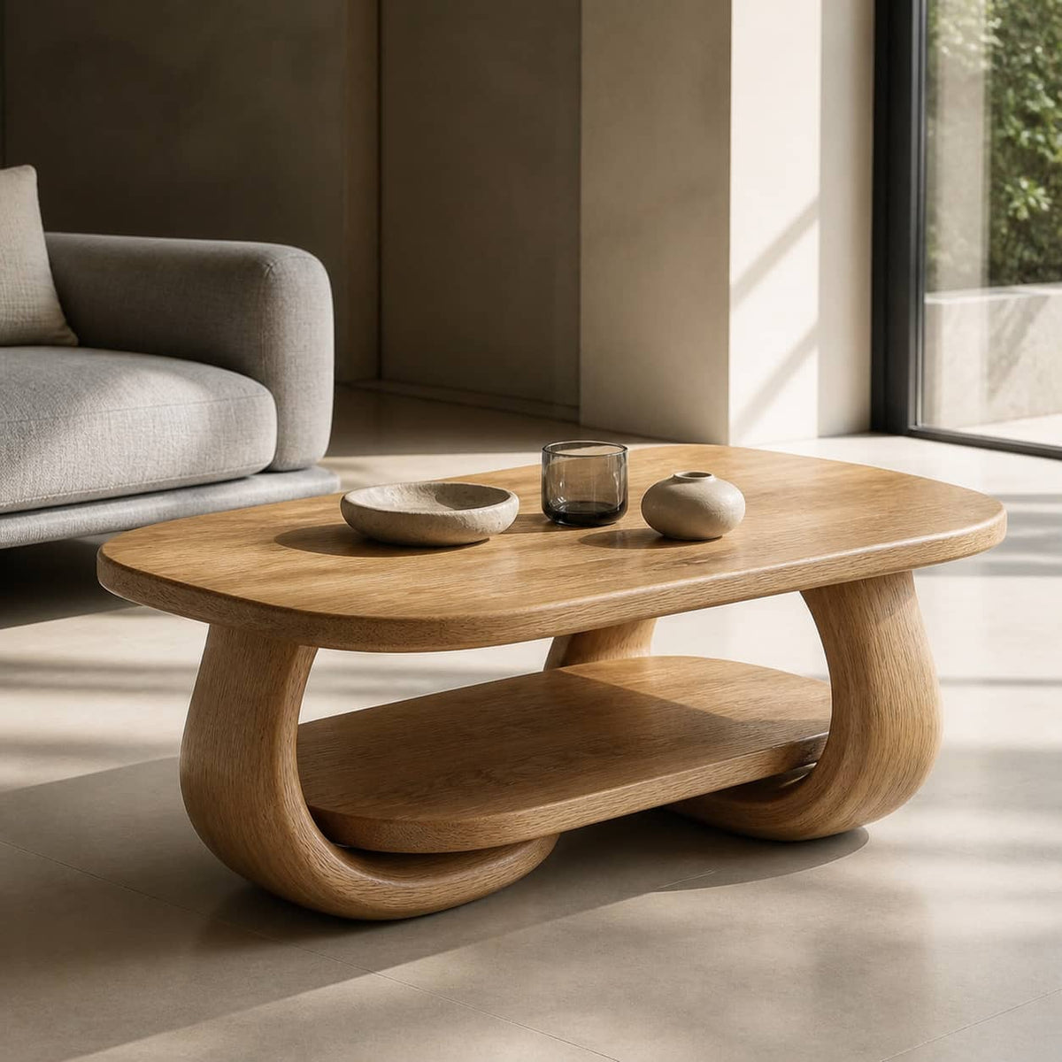 Devin Soft-Edge Solid Wood Coffee Table For Living Room