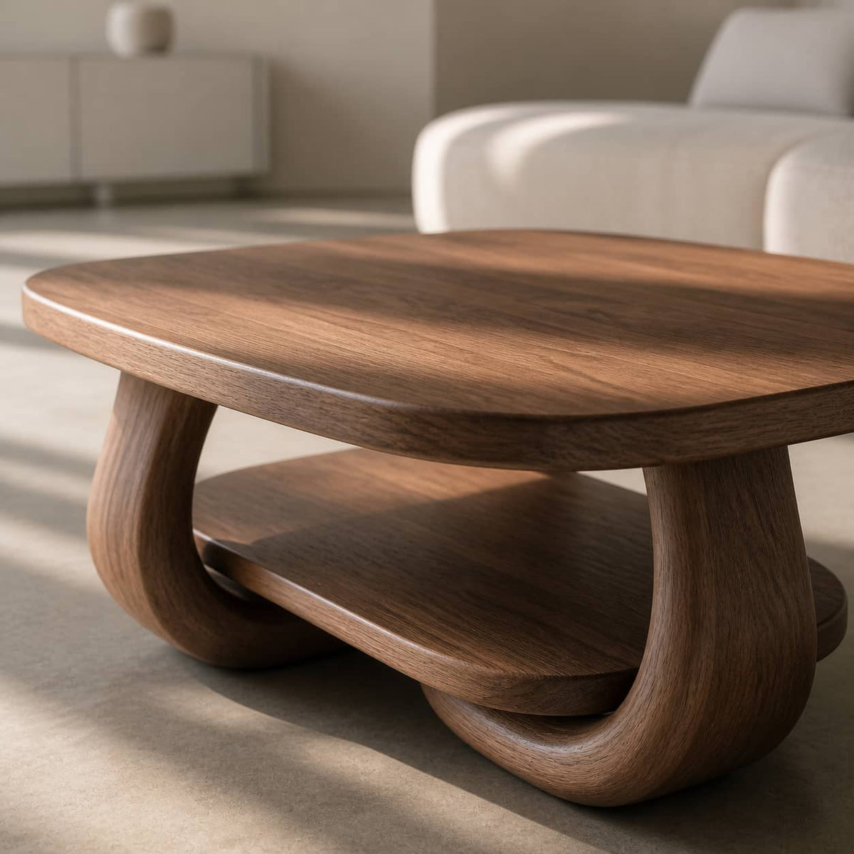 Devin Soft-Edge Solid Wood Coffee Table For Living Room