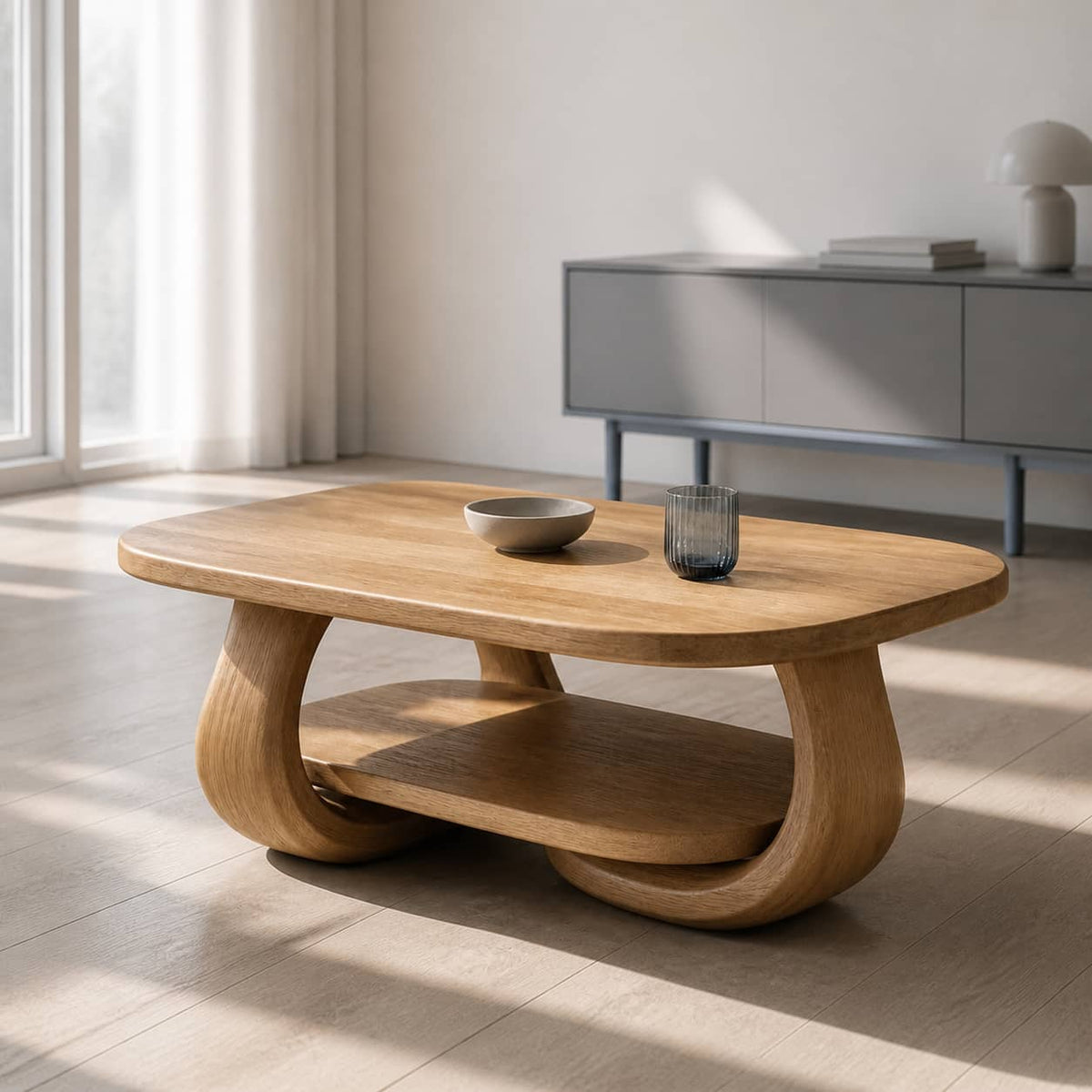 Devin Soft-Edge Solid Wood Coffee Table For Living Room