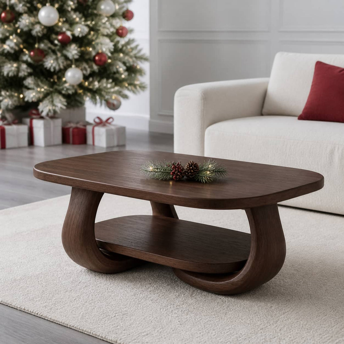 Devin Soft-Edge Solid Wood Coffee Table For Living Room
