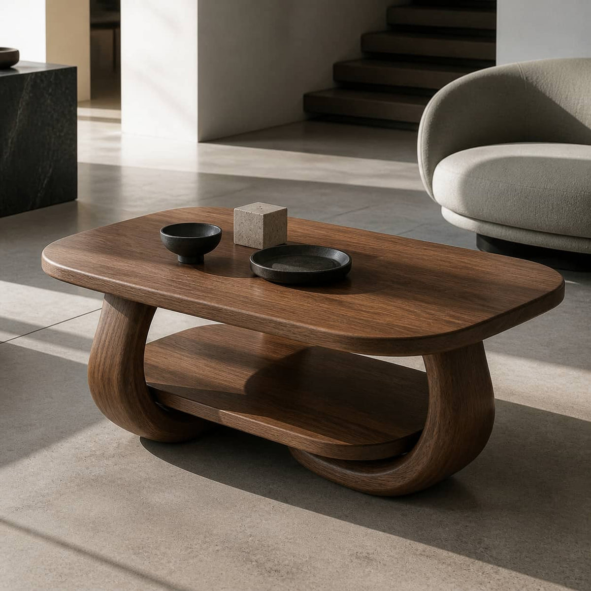 Devin Soft-Edge Solid Wood Coffee Table For Living Room