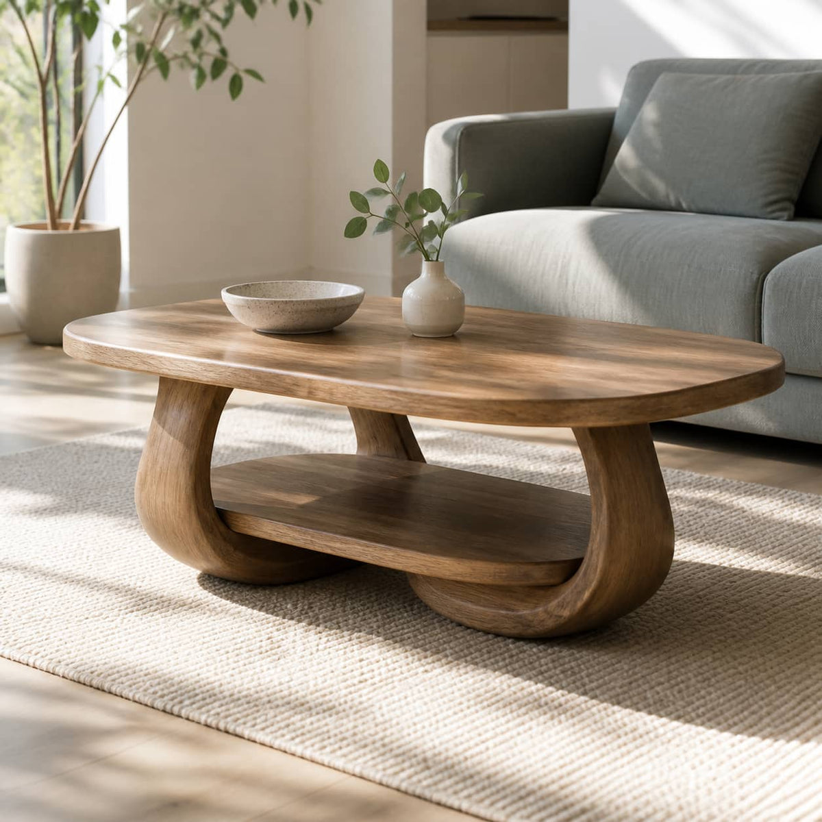 Devin Soft-Edge Solid Wood Coffee Table For Living Room