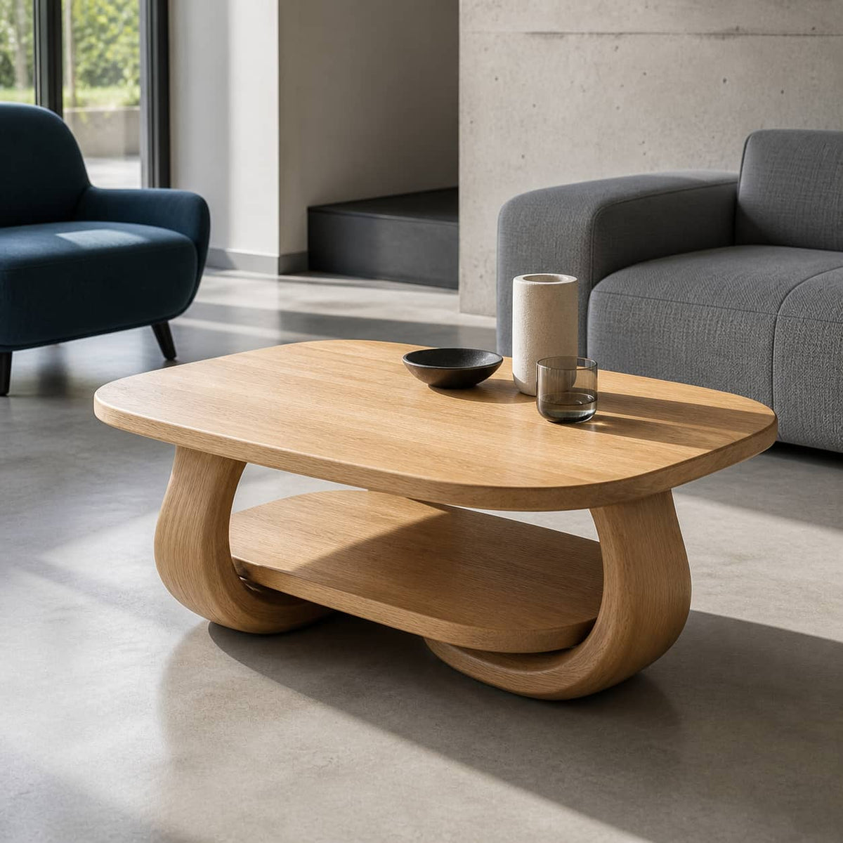 Devin Soft-Edge Solid Wood Coffee Table For Living Room