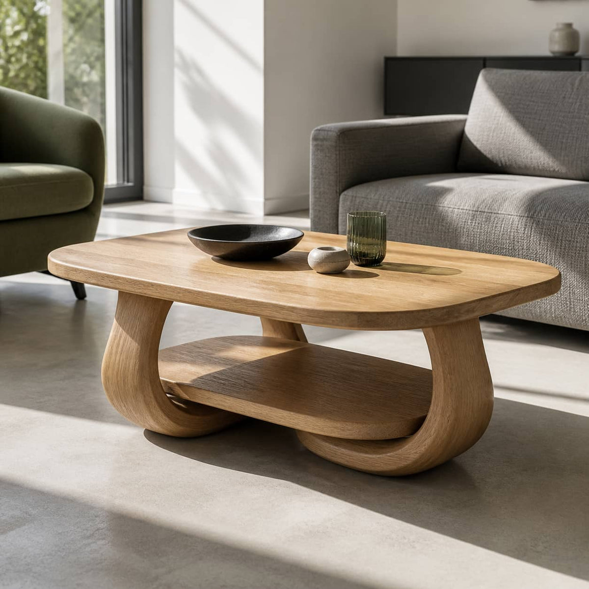 Devin Soft-Edge Solid Wood Coffee Table For Living Room