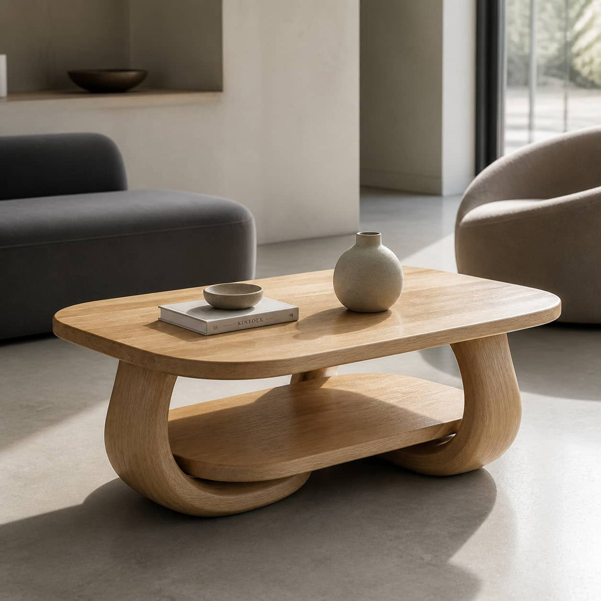 Devin Soft-Edge Solid Wood Coffee Table For Living Room