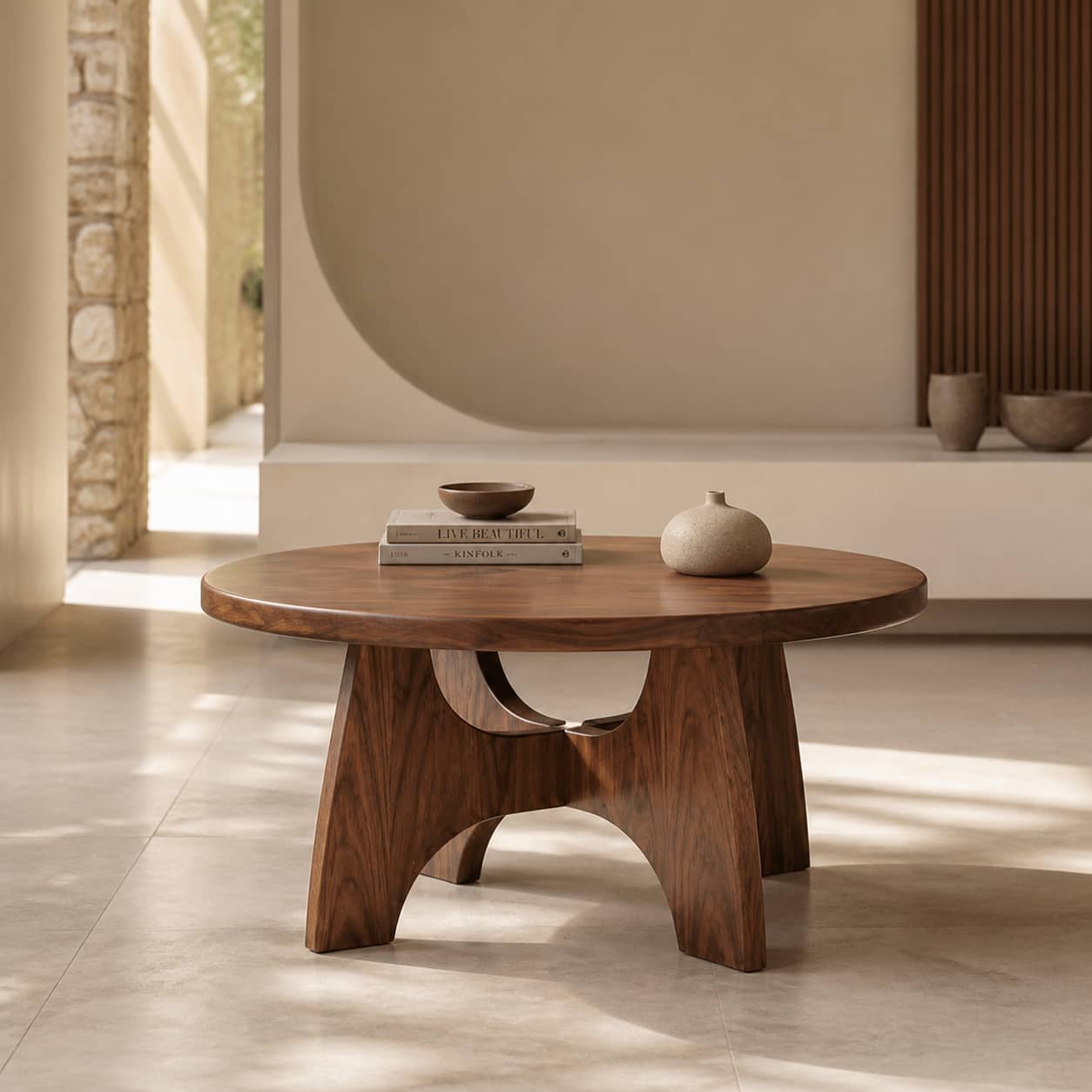 Dominic Cross-Leg Solid Wood Coffee Table For Living Room