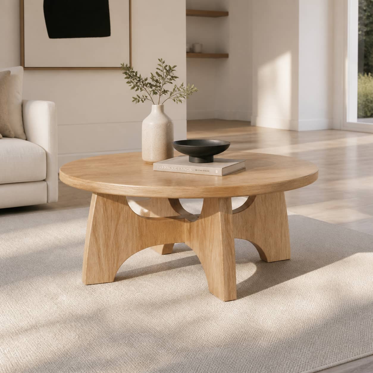Dominic Cross-Leg Solid Wood Coffee Table For Living Room