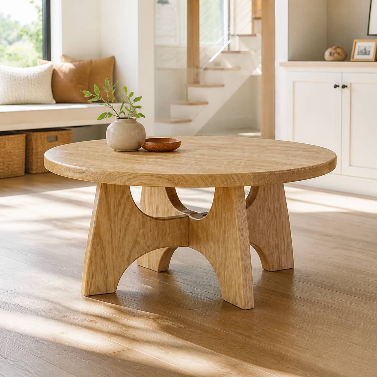 Dominic Cross-Leg Solid Wood Coffee Table For Living Room